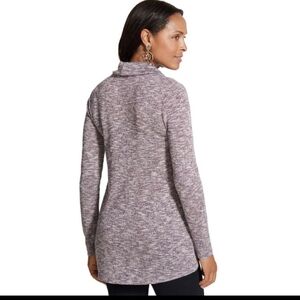 Chico's Purple Metallic Shimmer Cowl Neck Flowy Knit Tunic Sweater Top XL